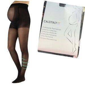 CALZITALY Maternity Pantyhose Black Stockings Size XL